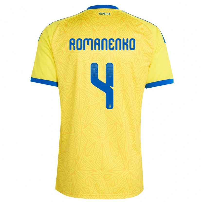 Danxen Niño Camiseta Ucrania Tetyana Romanenko #4 Amarillo Azul 1ª Equipación 26-28 La Camisa