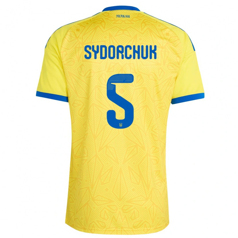 Danxen Niño Camiseta Ucrania Sergiy Sydorchuk #5 Amarillo Azul 1ª Equipación 26-28 La Camisa