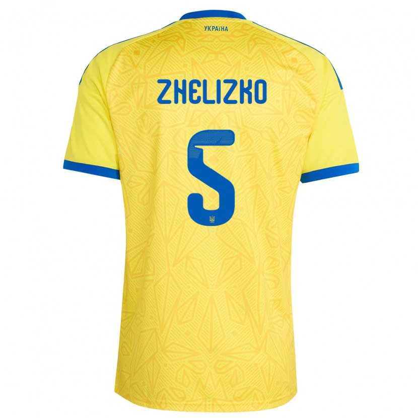 Danxen Niño Camiseta Ucrania Ivan Zhelizko #5 Amarillo Azul 1ª Equipación 26-28 La Camisa