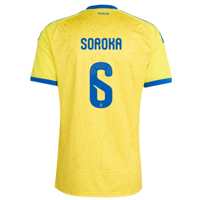 Danxen Niño Camiseta Ucrania Oleksandr Soroka #6 Amarillo Azul 1ª Equipación 26-28 La Camisa
