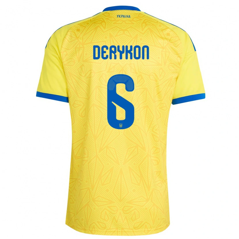 Danxen Niño Camiseta Ucrania Artem Derykon #6 Amarillo Azul 1ª Equipación 26-28 La Camisa