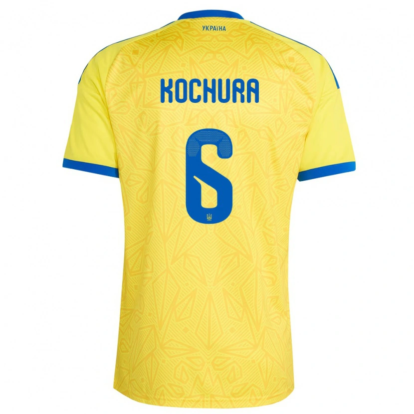 Danxen Niño Camiseta Ucrania Shain Kochura #6 Amarillo Azul 1ª Equipación 26-28 La Camisa