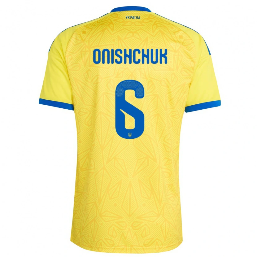 Danxen Niño Camiseta Ucrania Yegor Onishchuk #6 Amarillo Azul 1ª Equipación 26-28 La Camisa