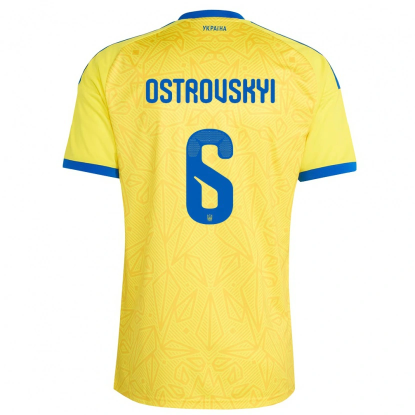 Danxen Niño Camiseta Ucrania Ilya Ostrovskyi #6 Amarillo Azul 1ª Equipación 26-28 La Camisa