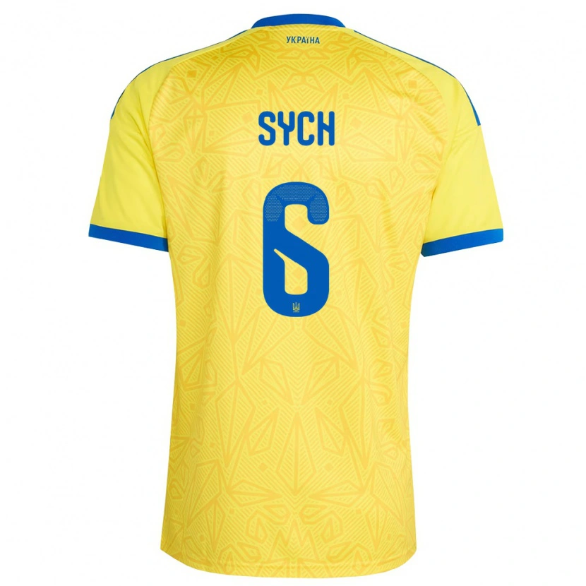 Danxen Niño Camiseta Ucrania Oleksiy Sych #6 Amarillo Azul 1ª Equipación 26-28 La Camisa