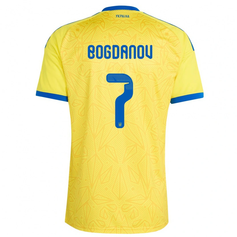 Danxen Niño Camiseta Ucrania Dmytro Bogdanov #7 Amarillo Azul 1ª Equipación 26-28 La Camisa