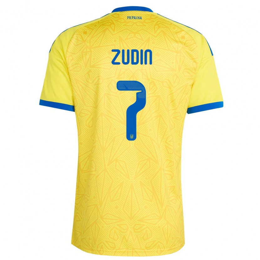 Danxen Niño Camiseta Ucrania Dmytro Zudin #7 Amarillo Azul 1ª Equipación 26-28 La Camisa