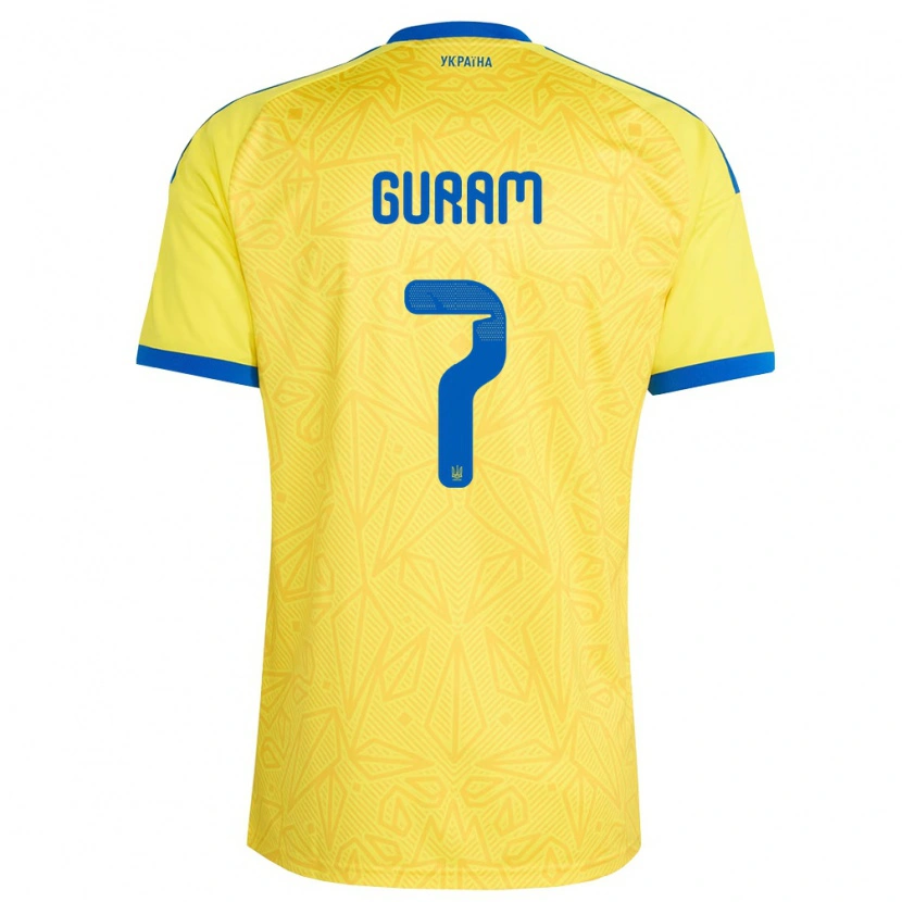 Danxen Niño Camiseta Ucrania Adam Guram #7 Amarillo Azul 1ª Equipación 26-28 La Camisa