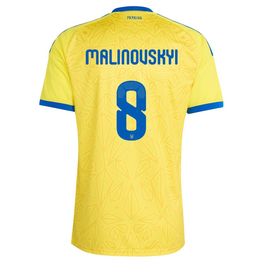 Danxen Niño Camiseta Ucrania Ruslan Malinovskyi #8 Amarillo Azul 1ª Equipación 26-28 La Camisa