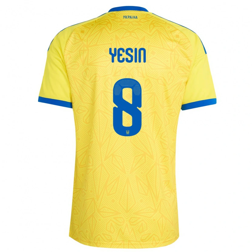 Danxen Niño Camiseta Ucrania Demyan Yesin #8 Amarillo Azul 1ª Equipación 26-28 La Camisa