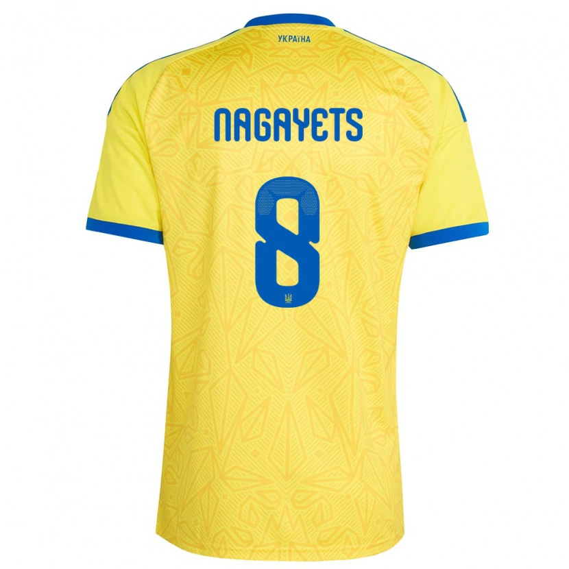Danxen Niño Camiseta Ucrania Ivan Nagayets #8 Amarillo Azul 1ª Equipación 26-28 La Camisa