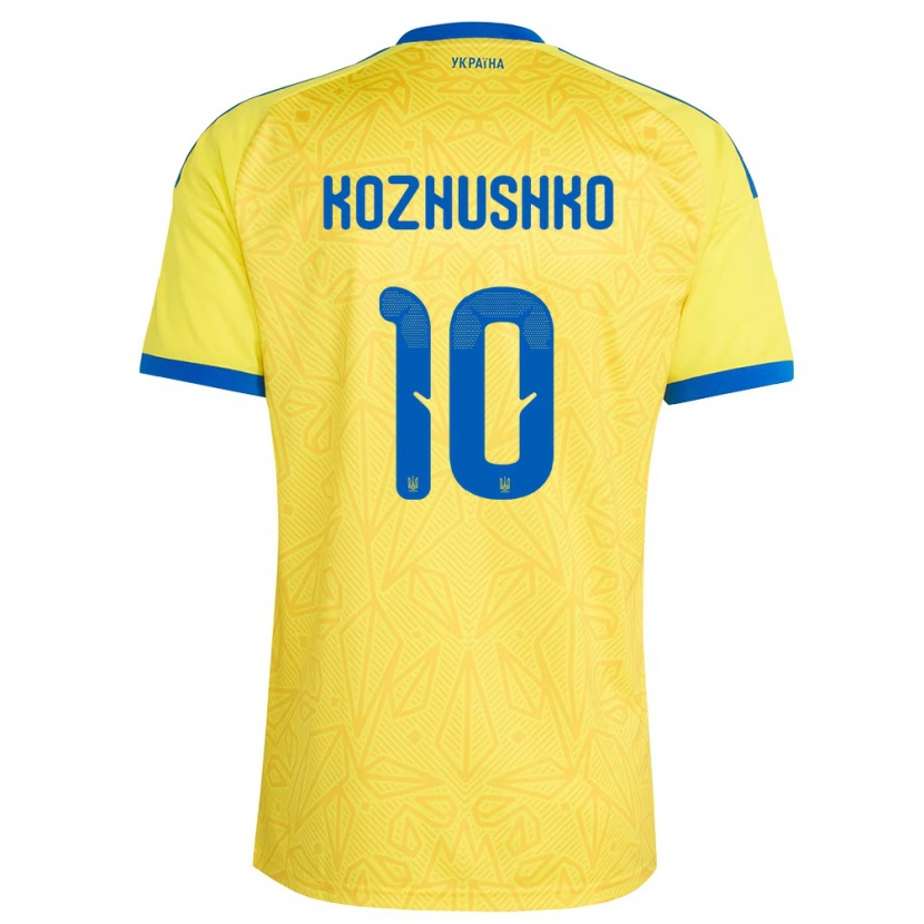 Danxen Niño Camiseta Ucrania Yaroslav Kozhushko #10 Amarillo Azul 1ª Equipación 26-28 La Camisa