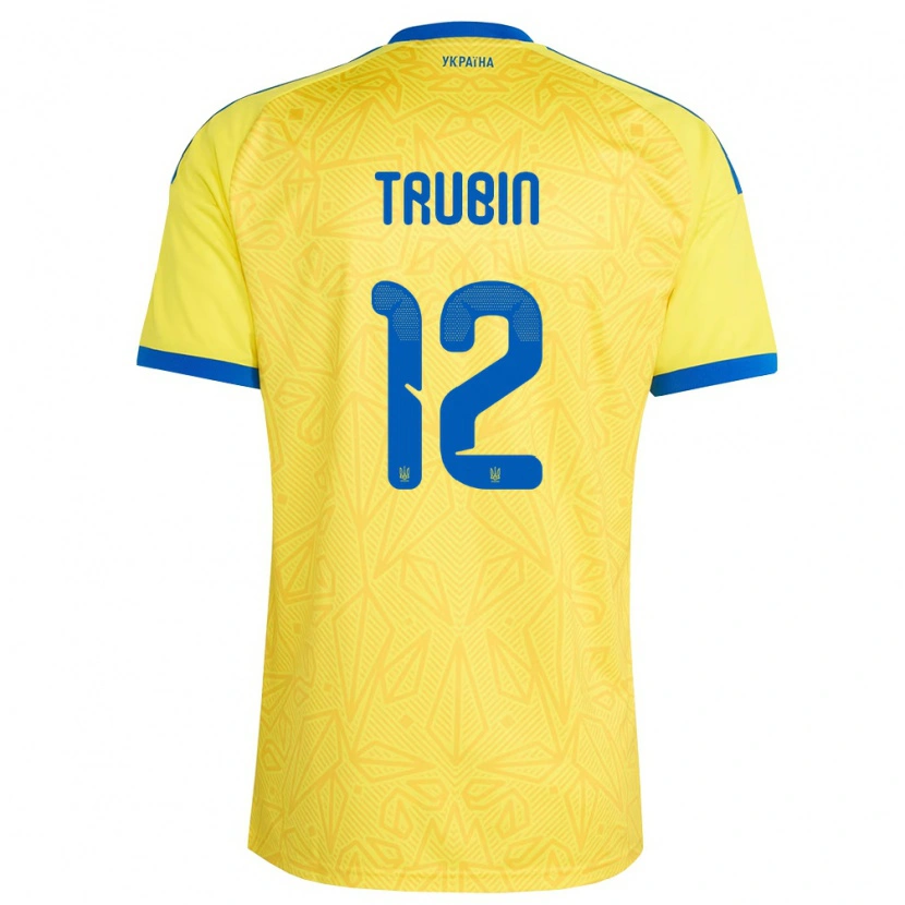 Danxen Niño Camiseta Ucrania Anatoliy Trubin #12 Amarillo Azul 1ª Equipación 26-28 La Camisa