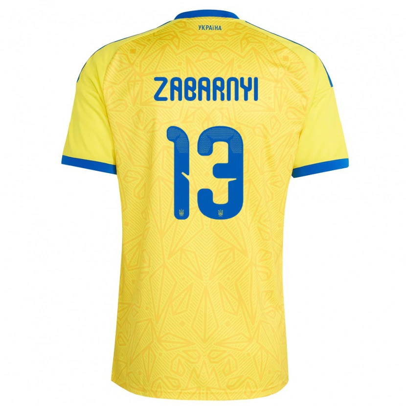 Danxen Niño Camiseta Ucrania Ilya Zabarnyi #13 Amarillo Azul 1ª Equipación 26-28 La Camisa