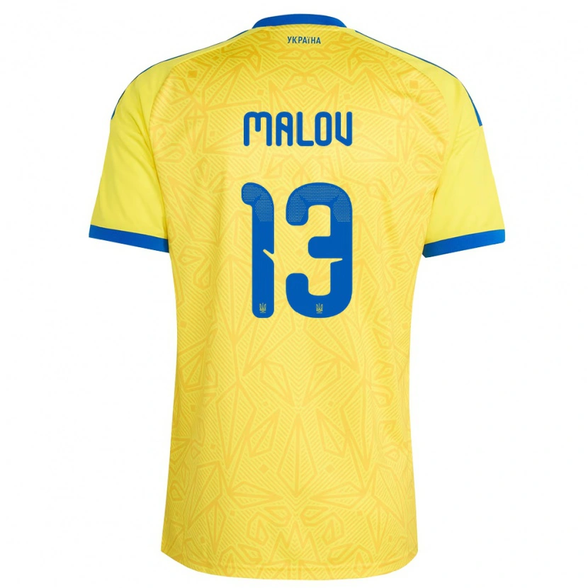Danxen Niño Camiseta Ucrania Danylo Malov #13 Amarillo Azul 1ª Equipación 26-28 La Camisa