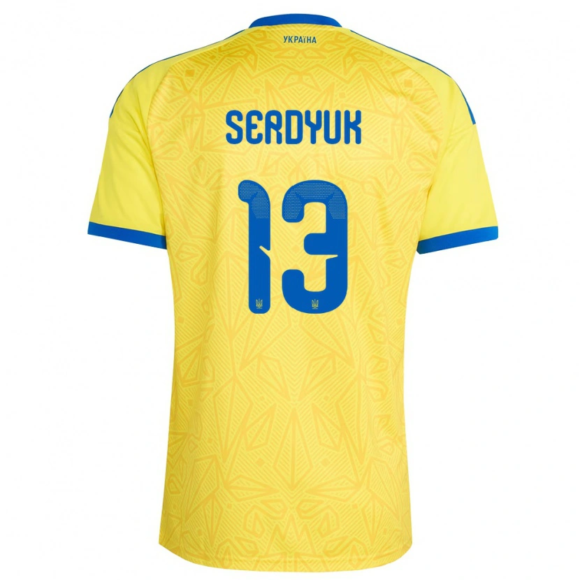 Danxen Niño Camiseta Ucrania Kirill Serdyuk #13 Amarillo Azul 1ª Equipación 26-28 La Camisa