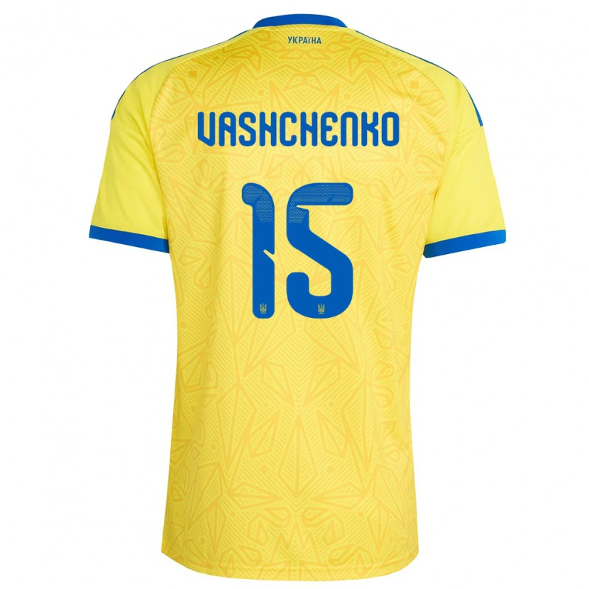Danxen Niño Camiseta Ucrania Daniil Vashchenko #15 Amarillo Azul 1ª Equipación 26-28 La Camisa