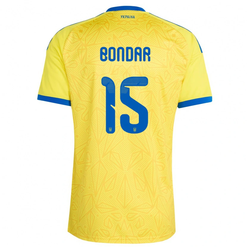 Danxen Niño Camiseta Ucrania Nazar Bondar #15 Amarillo Azul 1ª Equipación 26-28 La Camisa
