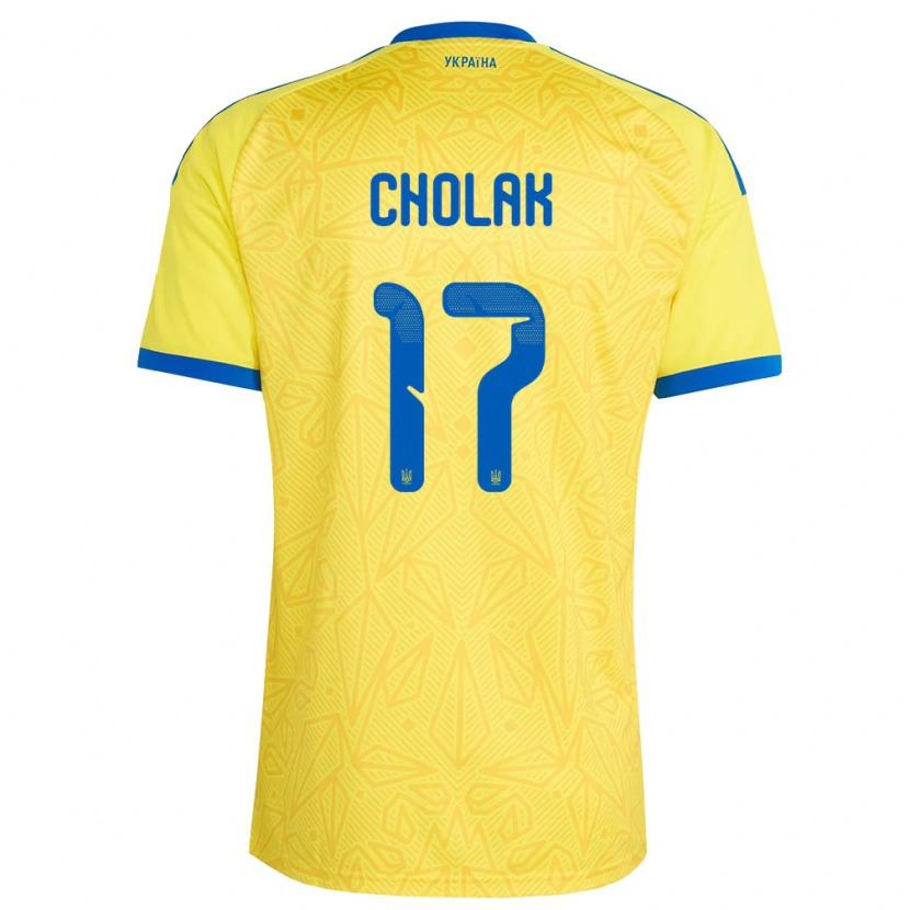 Danxen Niño Camiseta Ucrania Andriy Cholak #17 Amarillo Azul 1ª Equipación 26-28 La Camisa