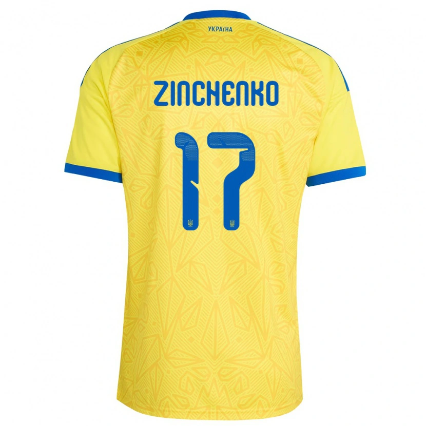 Danxen Niño Camiseta Ucrania Oleksandr Zinchenko #17 Amarillo Azul 1ª Equipación 26-28 La Camisa