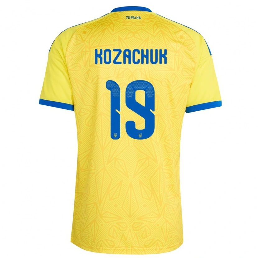 Danxen Niño Camiseta Ucrania Yevgen Kozachuk #19 Amarillo Azul 1ª Equipación 26-28 La Camisa