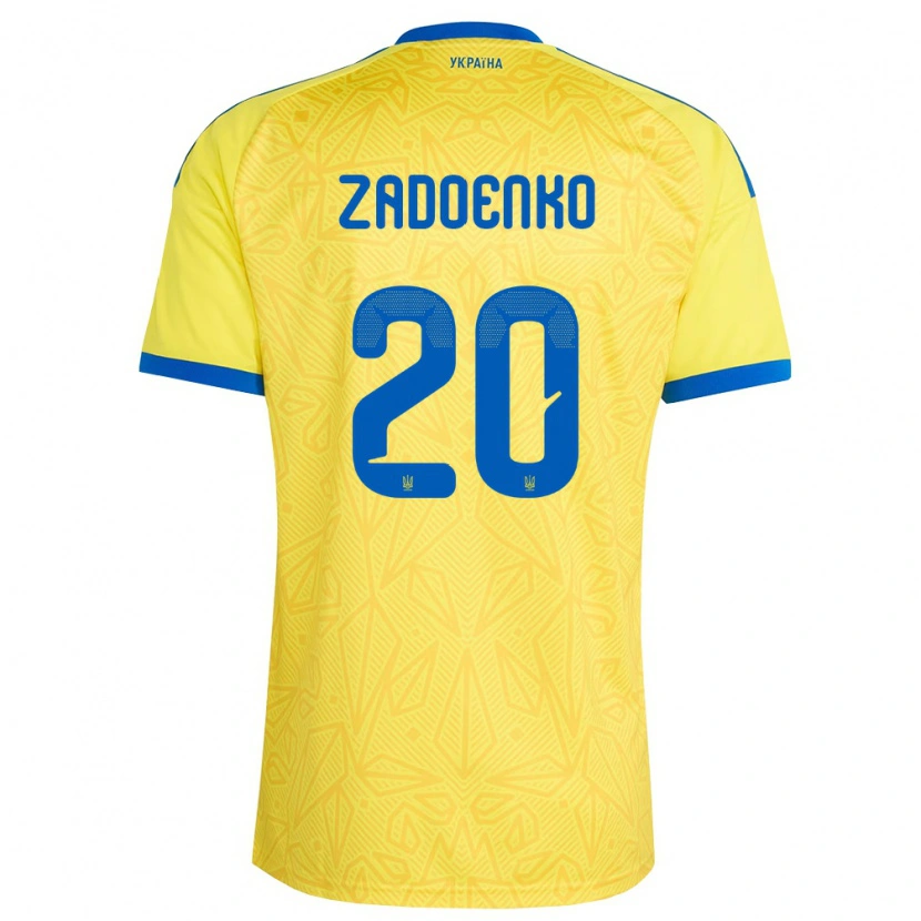 Danxen Niño Camiseta Ucrania Ivan Zadoenko #20 Amarillo Azul 1ª Equipación 26-28 La Camisa