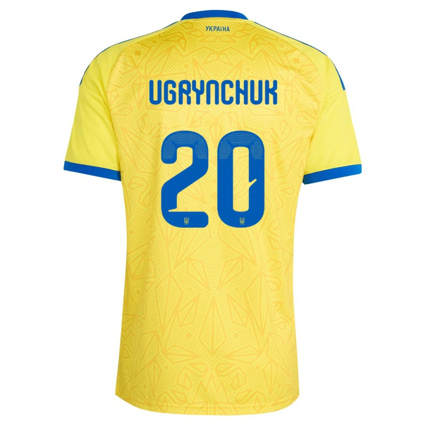 Danxen Niño Camiseta Ucrania Artem Ugrynchuk #20 Amarillo Azul 1ª Equipación 26-28 La Camisa