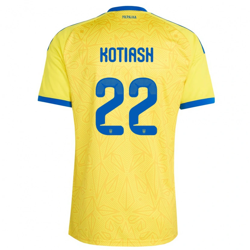Danxen Niño Camiseta Ucrania Iryna Kotiash #22 Amarillo Azul 1ª Equipación 26-28 La Camisa