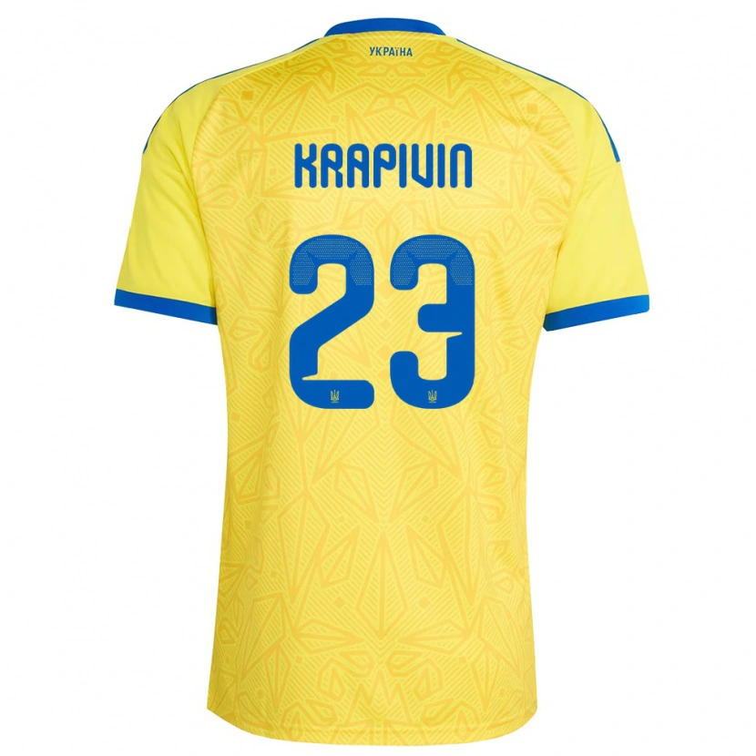 Danxen Niño Camiseta Ucrania Yegor Krapivin #23 Amarillo Azul 1ª Equipación 26-28 La Camisa