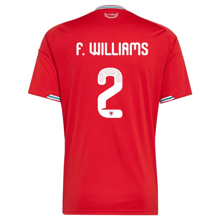 Danxen Niño Camiseta Gales Fabian Williams #2 Rojo Blanco Verde 1ª Equipación 26-28 La Camisa