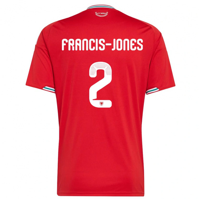 Danxen Niño Camiseta Gales Maria Francis Jones #2 Rojo Blanco Verde 1ª Equipación 26-28 La Camisa