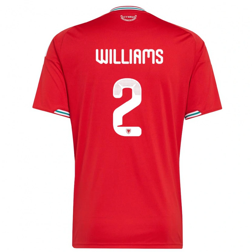 Danxen Niño Camiseta Gales Morgan Williams #2 Rojo Blanco Verde 1ª Equipación 26-28 La Camisa