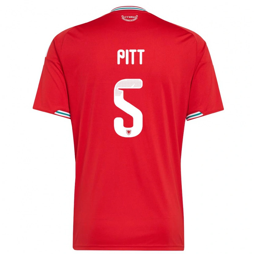 Danxen Niño Camiseta Gales Theo Pitt #5 Rojo Blanco Verde 1ª Equipación 26-28 La Camisa