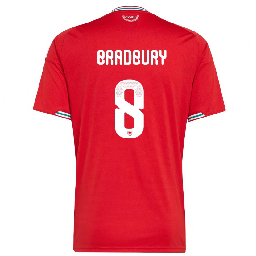 Danxen Niño Camiseta Gales Makenzie Bradbury #8 Rojo Blanco Verde 1ª Equipación 26-28 La Camisa