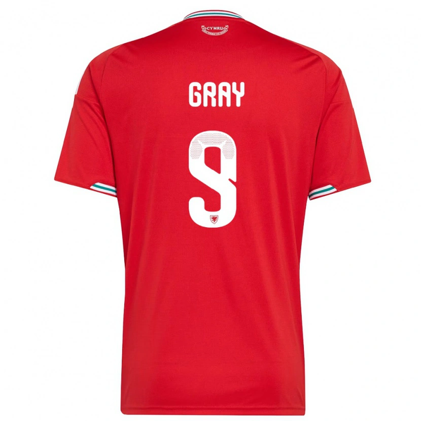 Danxen Niño Camiseta Gales Harvey Gray #9 Rojo Blanco Verde 1ª Equipación 26-28 La Camisa