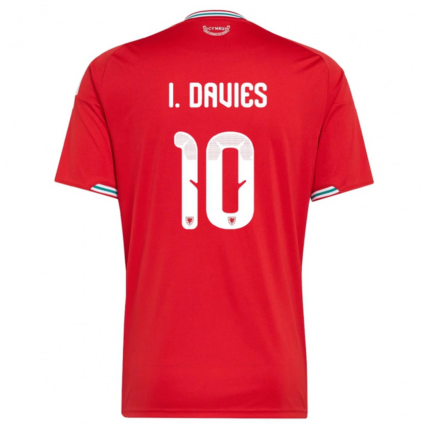 Danxen Niño Camiseta Gales Isaac Davies #10 Rojo Blanco Verde 1ª Equipación 26-28 La Camisa