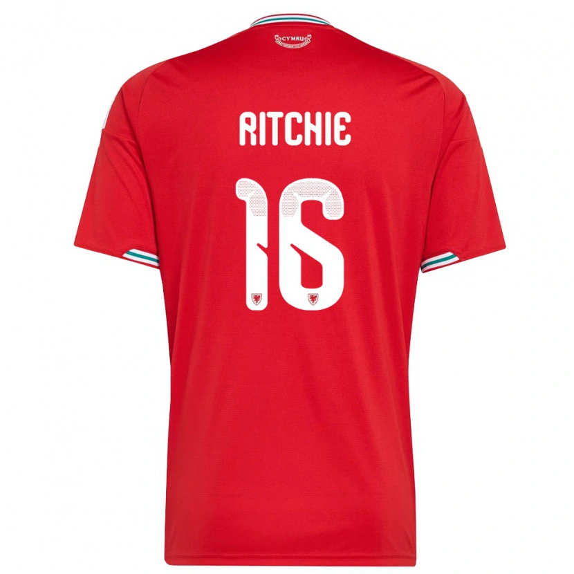 Danxen Niño Camiseta Gales Amelia Ritchie #16 Rojo Blanco Verde 1ª Equipación 26-28 La Camisa
