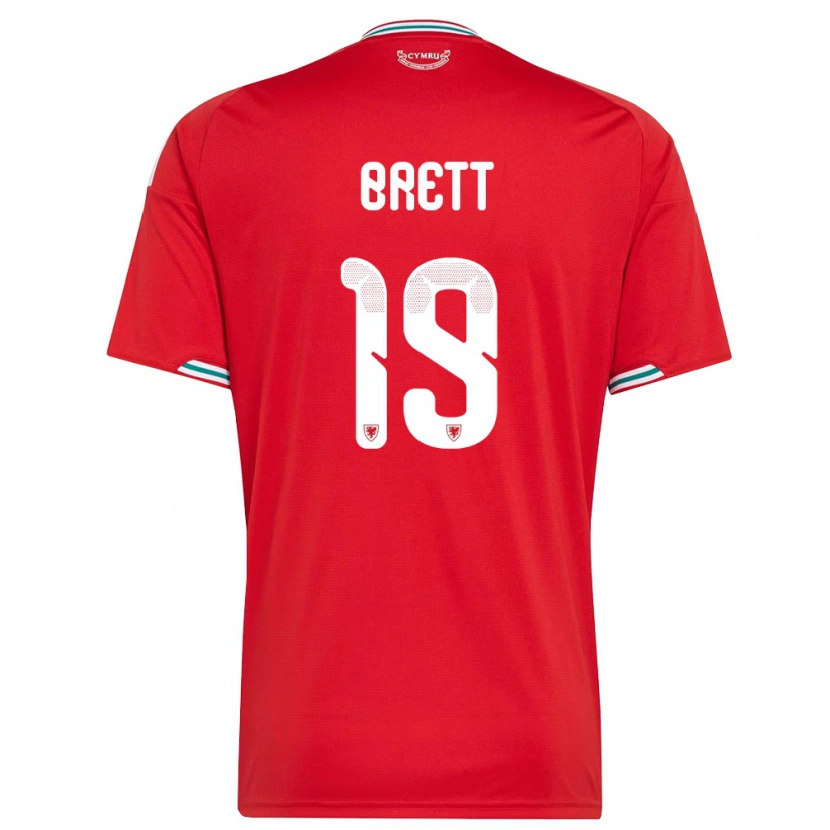 Danxen Niño Camiseta Gales Adam Brett #19 Rojo Blanco Verde 1ª Equipación 26-28 La Camisa