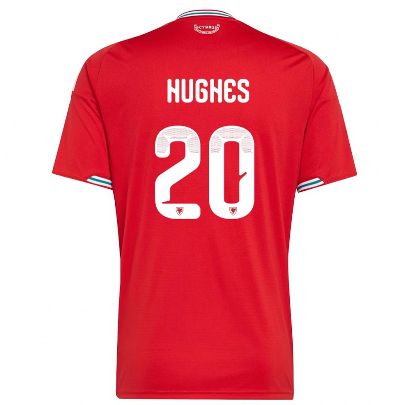 Danxen Niño Camiseta Gales Alffi Hughes #20 Rojo Blanco Verde 1ª Equipación 26-28 La Camisa