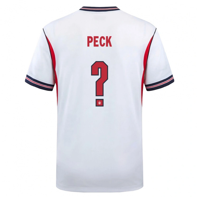 Danxen Niño Camiseta Inglaterra Sydie Peck #0 Blanco Marino Rojo 1ª Equipación 26-28 La Camisa