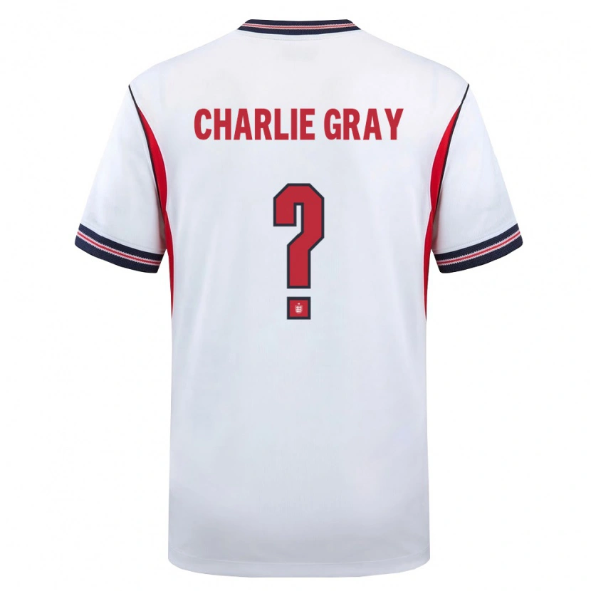 Danxen Niño Camiseta Inglaterra Charlie Gray #0 Blanco Marino Rojo 1ª Equipación 26-28 La Camisa