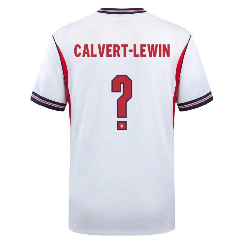 Danxen Niño Camiseta Inglaterra Dominic Calvert-Lewin #0 Blanco Marino Rojo 1ª Equipación 26-28 La Camisa