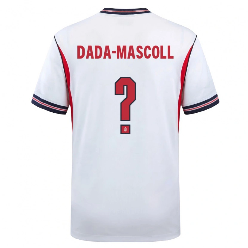 Danxen Niño Camiseta Inglaterra Isaiah Dada-Mascoll #0 Blanco Marino Rojo 1ª Equipación 26-28 La Camisa