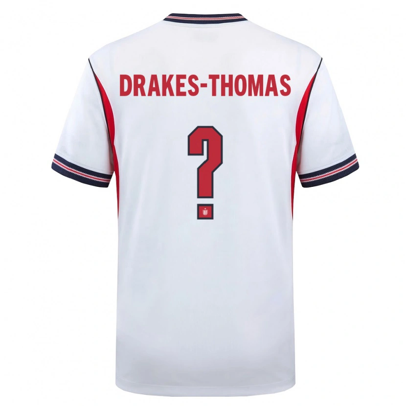 Danxen Niño Camiseta Inglaterra Joél Drakes-Thomas #0 Blanco Marino Rojo 1ª Equipación 26-28 La Camisa