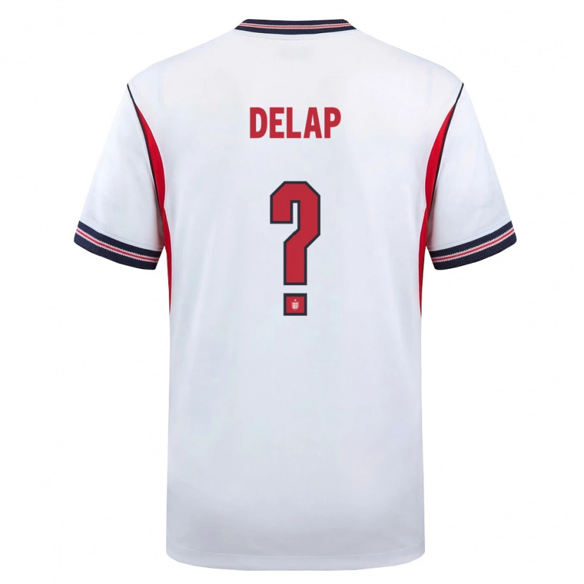 Danxen Niño Camiseta Inglaterra Liam Delap #0 Blanco Marino Rojo 1ª Equipación 26-28 La Camisa
