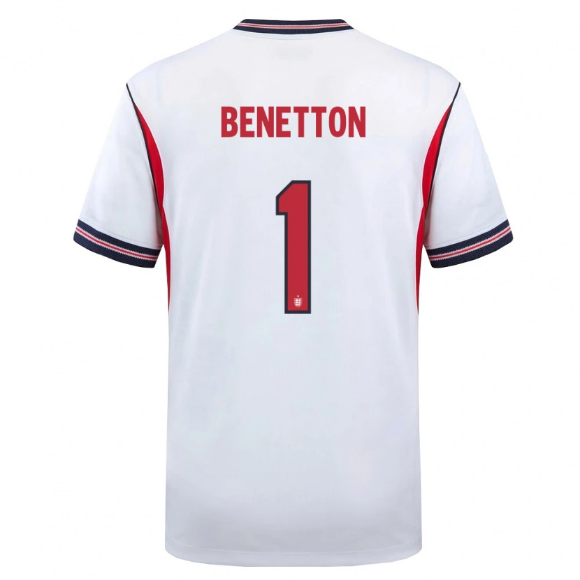 Danxen Niño Camiseta Inglaterra Lucca Benetton #1 Blanco Marino Rojo 1ª Equipación 26-28 La Camisa