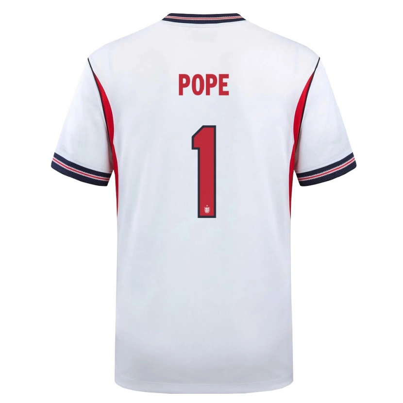 Danxen Niño Camiseta Inglaterra Nick Pope #1 Blanco Marino Rojo 1ª Equipación 26-28 La Camisa