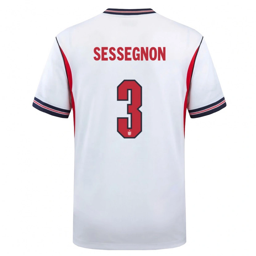 Danxen Niño Camiseta Inglaterra Ryan Sessegnon #3 Blanco Marino Rojo 1ª Equipación 26-28 La Camisa