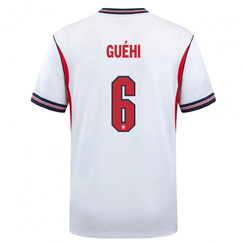 Danxen Niño Camiseta Inglaterra Marc Guéhi #6 Blanco Marino Rojo 1ª Equipación 26-28 La Camisa