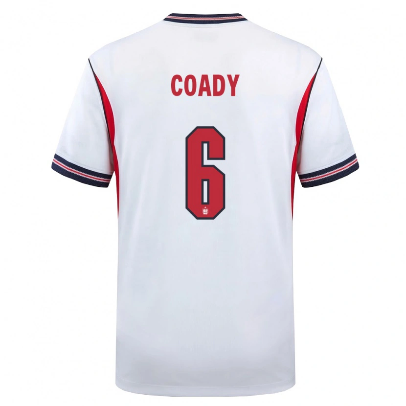 Danxen Niño Camiseta Inglaterra Conor Coady #6 Blanco Marino Rojo 1ª Equipación 26-28 La Camisa